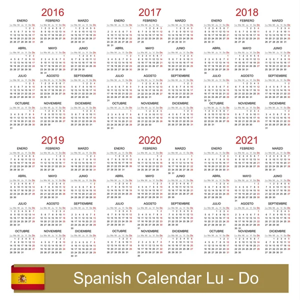 Calendario 2016-2021 — Archivo Imágenes Vectoriales