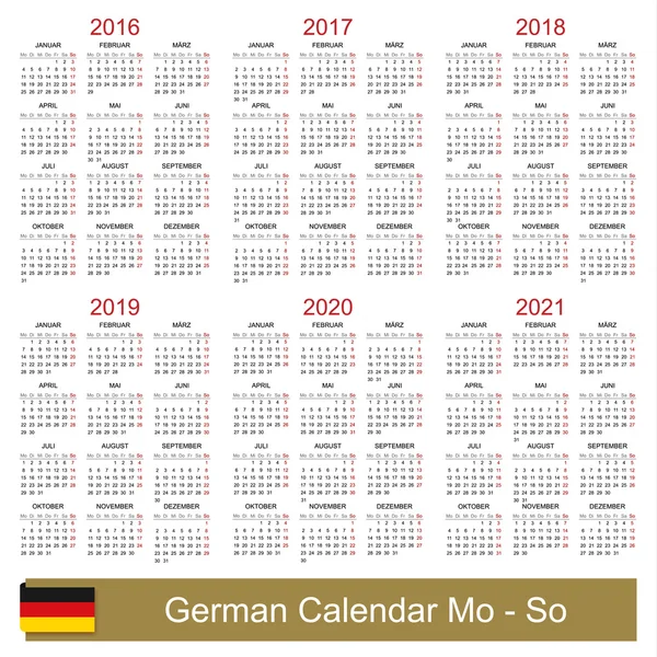 Календарь 2016-2021 — стоковый вектор