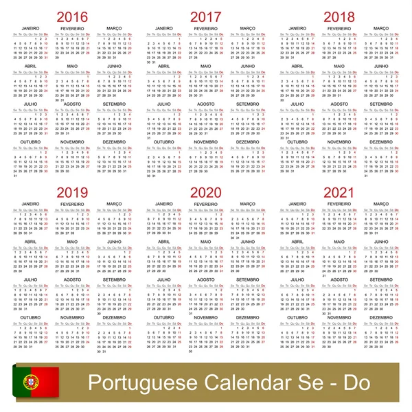 Calendario 2016-2021 — Archivo Imágenes Vectoriales