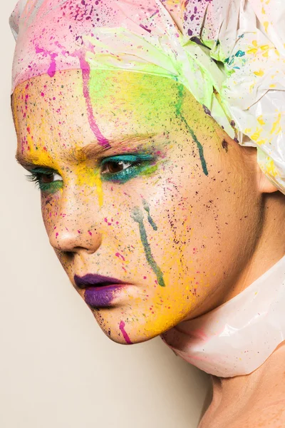 Woman with colorful makeup