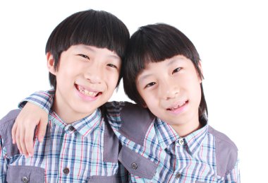 Portrait of two boys, twins  clipart