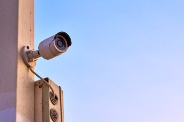 Güvenlik ve video kontrol kameraları, kapatın. İzleme ve izleme konsepti