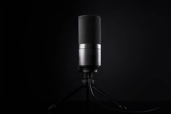 Studio microphone on dark background