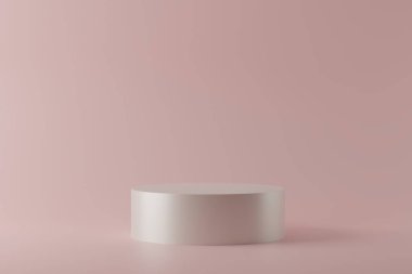 Pastel arka planda beyaz daire podyumlarının 3d görüntülenmesi.