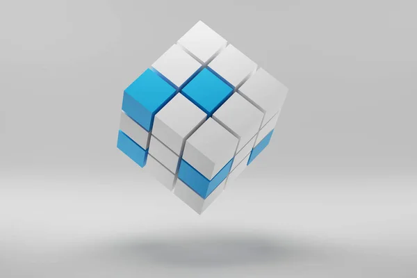 3d render of cube made of small blocks. Abstract background. Business concept — Stock Photo, Image