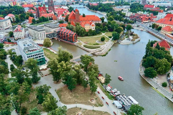 Wroclaw város panorámája. Óváros Wroclaw, légi felvétel — Stock Fotó