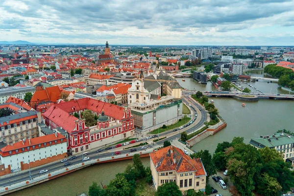 Wroclaw city panorama. 공중에서 바라본, 브로 클루에 있는 옛 마을 — 스톡 사진