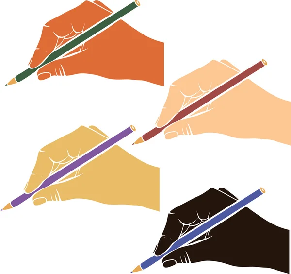 Writing hands with pencils — Stock Vector