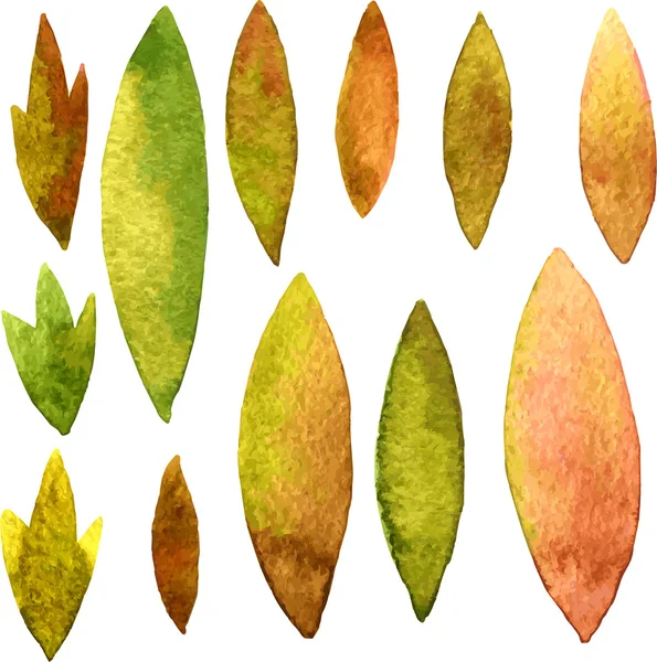 Vector watercolor green leaves — Stock Vector