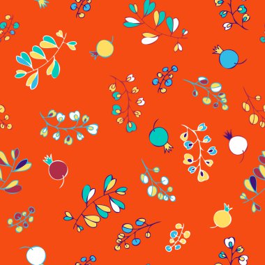 tasarlamak vektör yaprak ve meyveleri ile seamless modeli