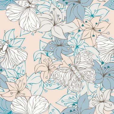 Çiçekli soyut vektörsüz desen