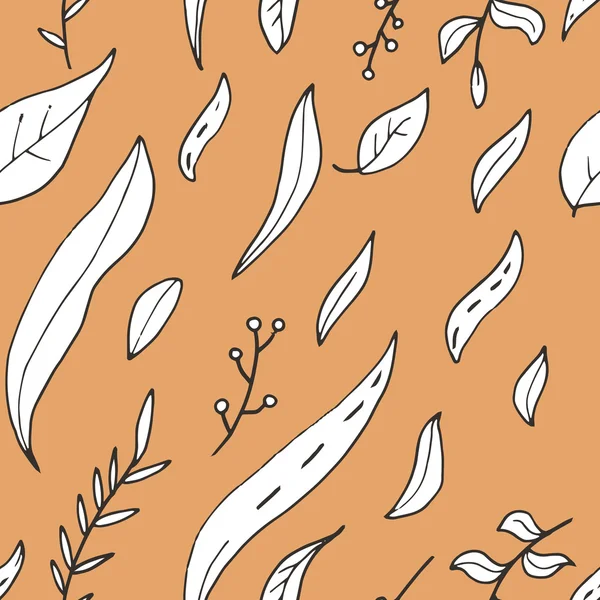 Абстрактный векторный бесшовный рисунок с листьями и растениями — стоковый вектор