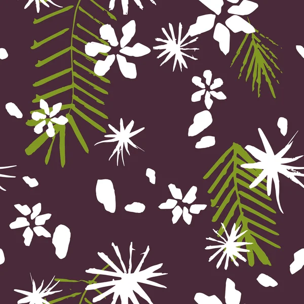 Abstract vector seamless pattern with flowers and leaves — Stock Vector