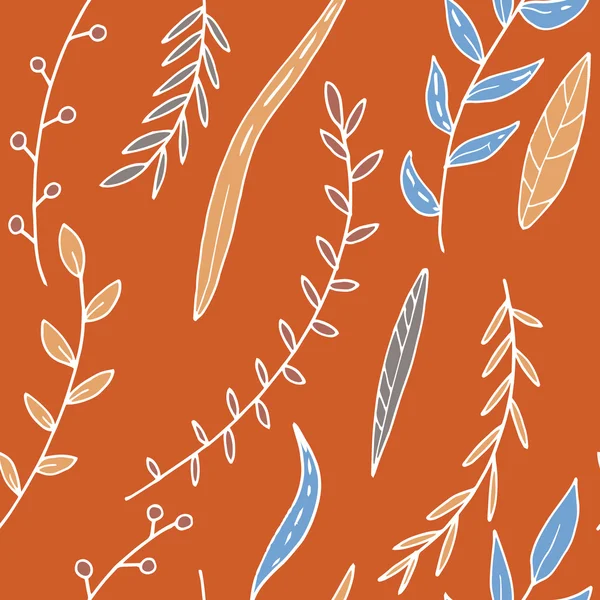 抽象的なベクトルの葉と植物のシームレスなパターン — ストックベクタ