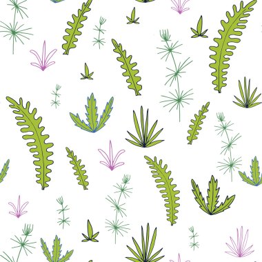 tasarlamak vektör yaprak ve bitki ile seamless modeli