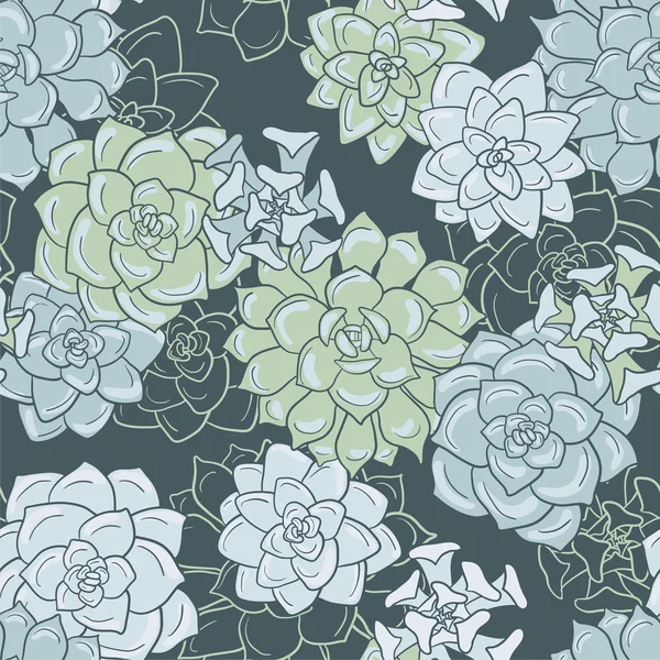 Vecteur abstrait motif sans couture avec succulentes — Image vectorielle