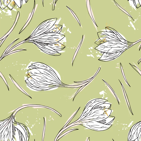 Floral seamless pattern with snowdrops — Stock Vector