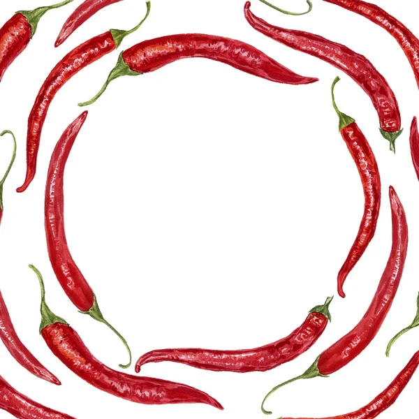 Pozadí akvarel červené chilli papričky — Stock fotografie