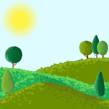 Güneş karınca ağaçlar, soyut vektör yatay