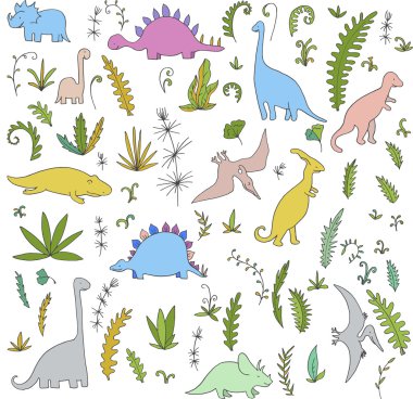 dinozorlar ve tarih öncesi bitki seti