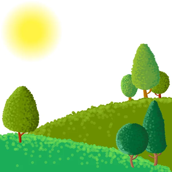 Güneş karınca ağaçlar, soyut vektör yatay — Stok Vektör