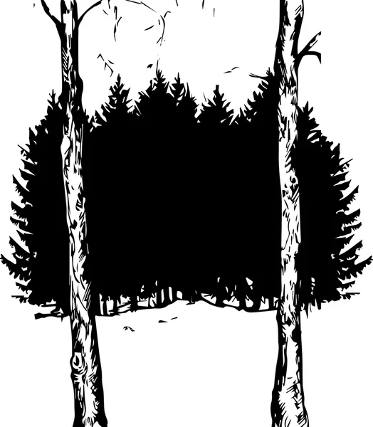 ベクトル モミの森 — ストックベクタ