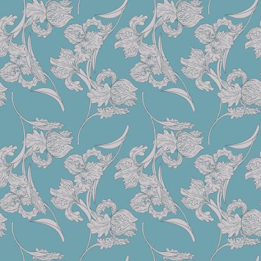 Vintage vektör Iris çiçekler ile seamless modeli