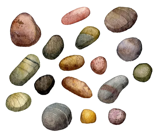 Moře kameny v akvarel — Stock fotografie
