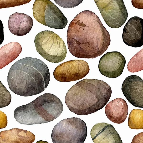 Motif sans couture vectoriel avec dessin de pierres de mer à l'aquarelle — Image vectorielle