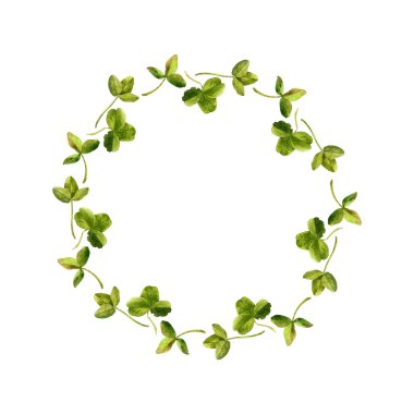 Sulu Boya çizim trefoil ile çerçeve çiçek yaprakları