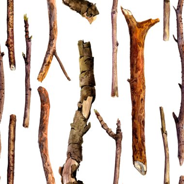 Sulu Boya ahşap dal ile Seamless Modeli