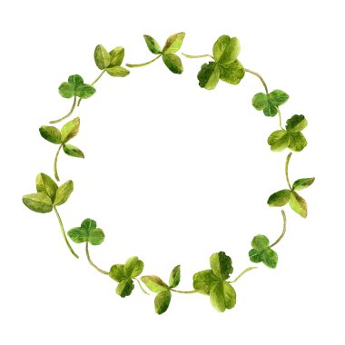 Sulu Boya çizim trefoil ile çerçeve çiçek yaprakları