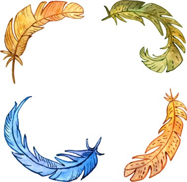 vektör yuvarlak çerçeve suluboya eşarplı