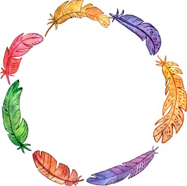 vektör yuvarlak çerçeve suluboya eşarplı