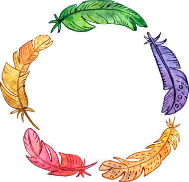 vektör yuvarlak çerçeve suluboya eşarplı