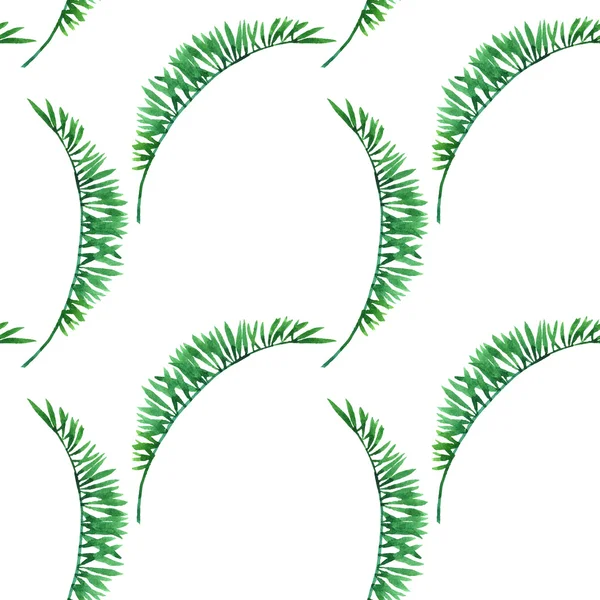 벡터 원활한 패턴 수채화 녹색 잎 — 스톡 벡터