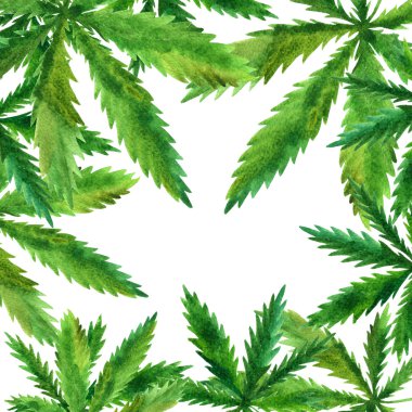 Sulu Boya yeşil yaprakları ile arka plan