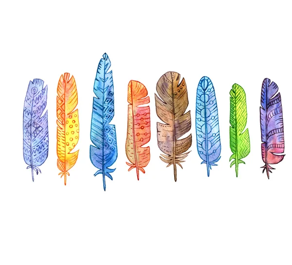 Set of watercolor feathers — Stock Photo, Image