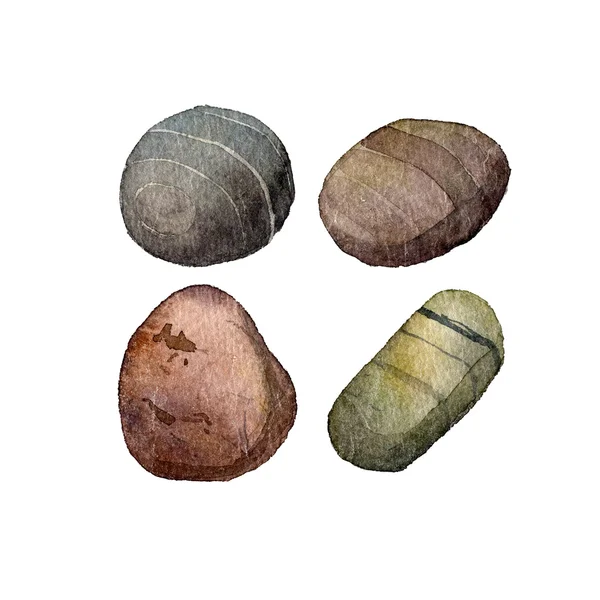 Disegno di pietre marine in acquerello — Foto Stock
