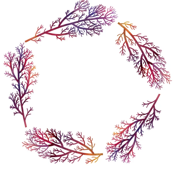 Blühender runder Rahmen mit roten Zweigen — Stockfoto