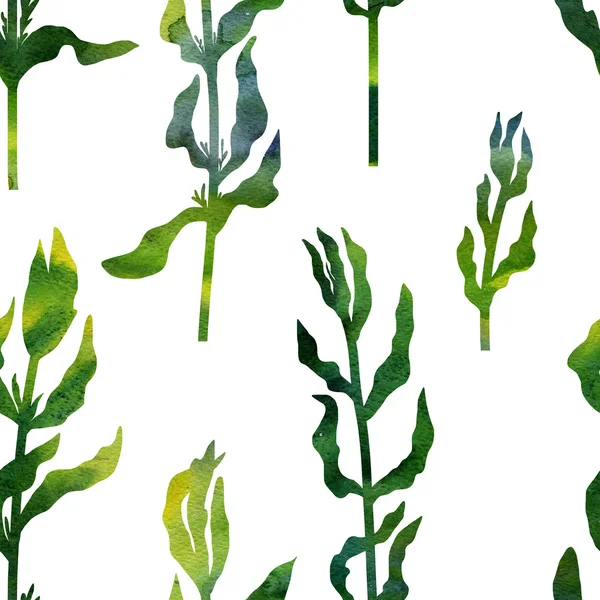 Florales nahtloses Muster mit Pflanzen und Blättern — Stockfoto