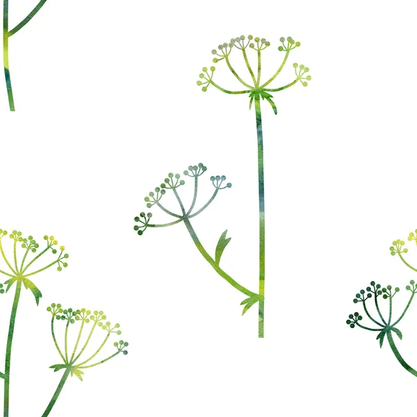 花卉无缝图案与迪尔植物 — 图库照片