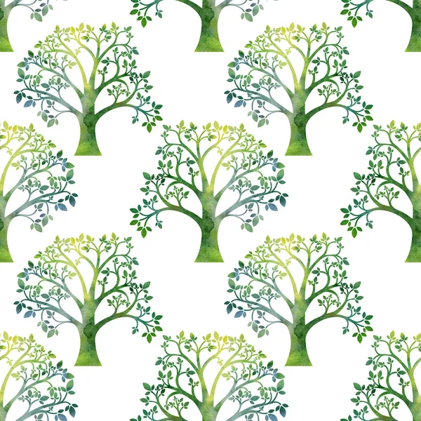 나뭇가지와 녹색 잎과 자연 원활한 패턴 — 스톡 사진