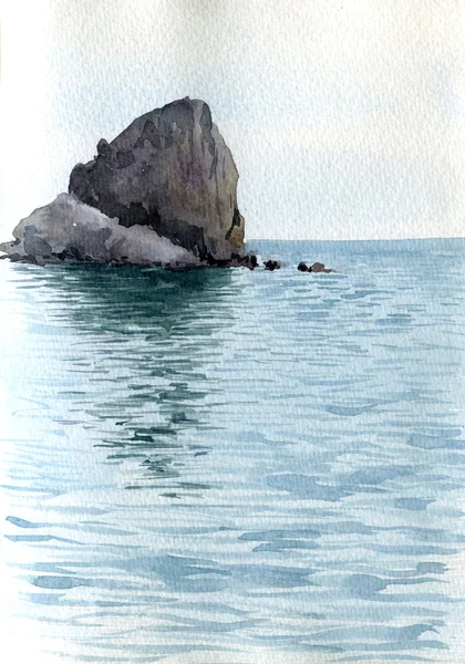 Akvarel moře krajina — Stock fotografie