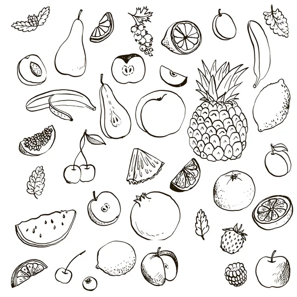 meyve ve çilek set vektör