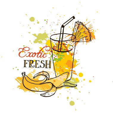 el tropikal meyve suyu bardakta çekilmiş.