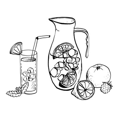 limonata ve içecek bir bardak sürahi