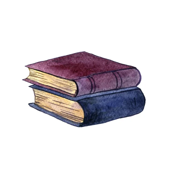 Watercolor stack of old book — Stock Photo, Image