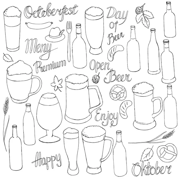 Cerveza, oktoberfest set — Vector de stock