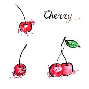 çizilmiş kiraz el